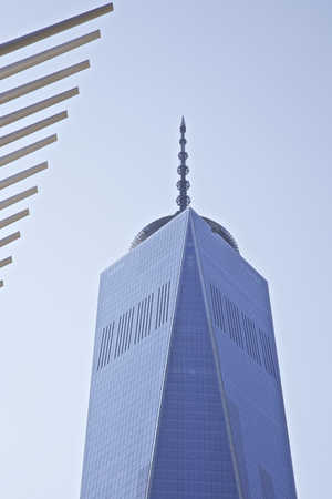 Freedom Tower in lower Manhattan, New York City, USA. Photo taken on: August 18th, 2015. Famous landmark and event when terrorism attacks on September 11, 2001 in Manhattan, NY.のeditorial素材