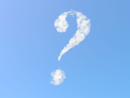 Question mark from cloudsの写真素材