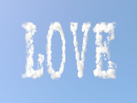 Love sign formed from cloudsの写真素材