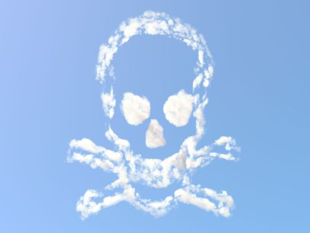 Skull and Bones formed from cloudsの写真素材