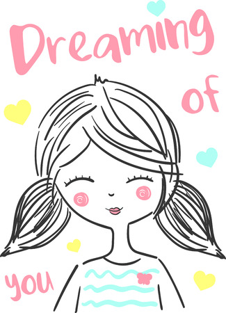 cute girl vector illustrationのイラスト素材