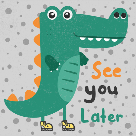 cute crocodile, alligator, vector, cartoonのイラスト素材