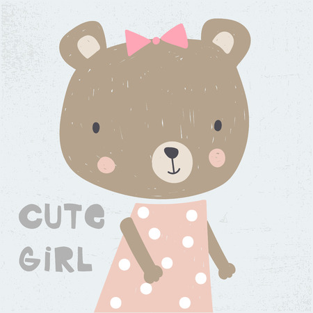 cute cartoon teddy bear vector for girlsのイラスト素材