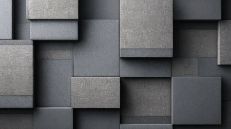 Abstract pattern of grey acoustic panels on office wall, modern corporate design, realistic textures and soft ambient lightの素材