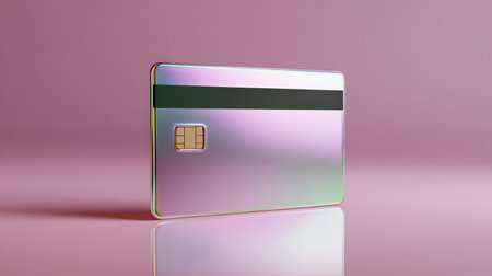 Explore the cutting-edge design of a digital card symbolizing modern online shopping and payments.の素材