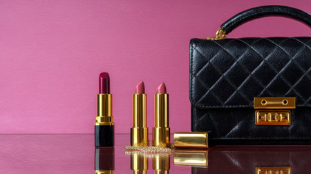 A stunning display of luxurious lipsticks against a chic backdrop showcasing beauty essentials.の素材