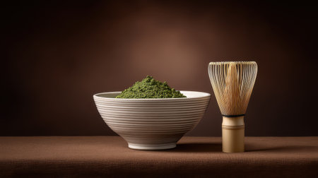 Explore the art of matcha preparation in a serene Japanese tea ceremony setting.の素材