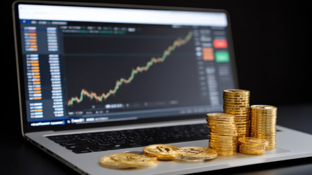 Exploring the rise of cryptocurrency investments through digital analytics and market trends.の素材