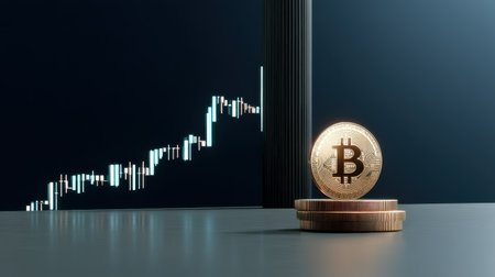 Explore the rapid rise of Bitcoin in the cryptocurrency market through data visuals.の素材