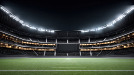 A vibrant stadium filled with energy highlighting the excitement of a thrilling football match.の素材