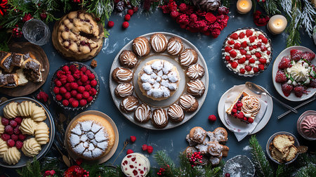 A stunning display of delectable desserts showcases the joy of baking and sharing sweet treats.の素材