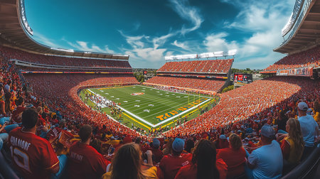 A thrilling football match fills the stadium with passionate fans cheering for their teams.の素材