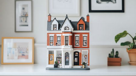 Explore a delightful miniature dollhouse showcasing intricate designs and vibrant decor.の素材