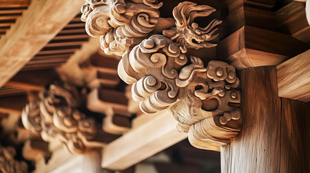 Explore the artistry of wooden carvings that reflect rich cultural heritage and architectural beauty.の素材