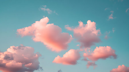 A tranquil scene of pastel clouds illuminating the evening sky embodying nature's serene beauty.の素材