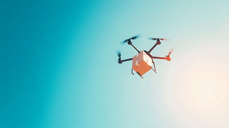 Drone delivery in urban areas innovative technology aerial perspective modern environmentの素材