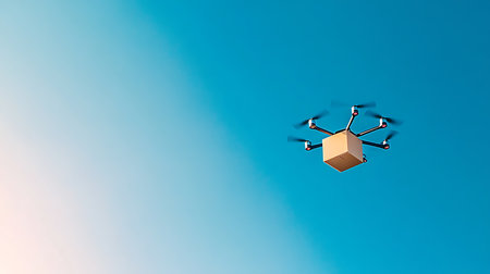 Drone delivery service in urban settings aerial view technology logistics future conceptsの素材