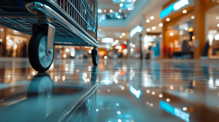 Shopping experience in a mall perspectives of a shopping cart retail environment urban settingの素材