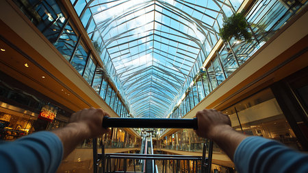 Shopping experience in modern mall urban environment aerial perspective retail designの素材