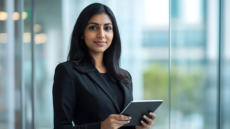 Business meeting action professional woman in office environment modern workspace focused viewpointの素材