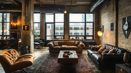 Modern living room design trends urban apartment interior photography cozy atmosphere wide angleの素材