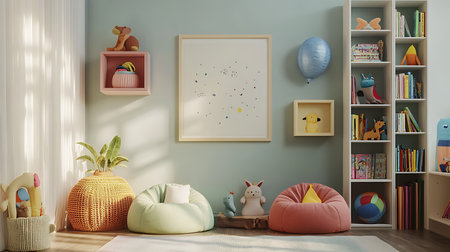 Playful children's room design cozy atmosphere interior decor bright colors inviting spaceの素材