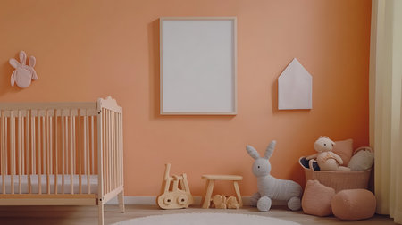 Cozy nursery setup with plush toys soft colors and calm atmosphere for infantsの素材