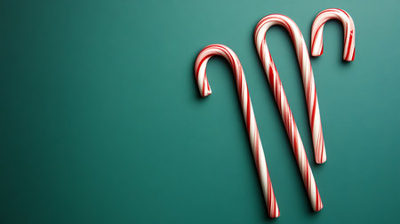 Candy canes arranged beautifully evoking holiday cheer and festive spirit.の素材