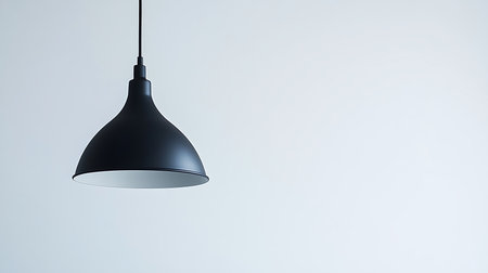 A sleek black pendant lamp adds a touch of modern elegance to minimalist interiors.の素材