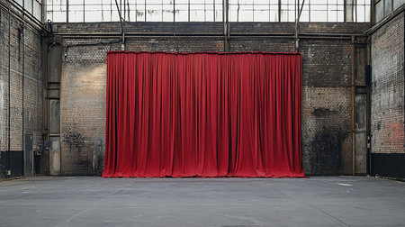 An empty industrial hall sets the stage for an upcoming dramatic performance.の素材