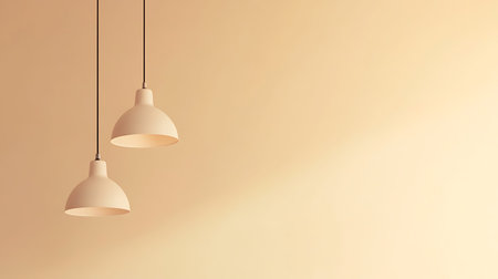 Modern pendant lights create a warm ambiance in a stylish minimalist interior.の素材