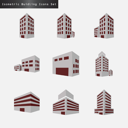 Building icons on white background, vector illustration.のイラスト素材
