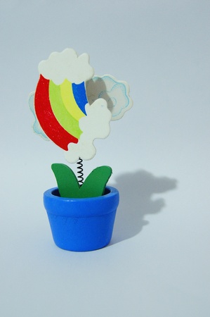 Paper clip pot rainbow の写真素材