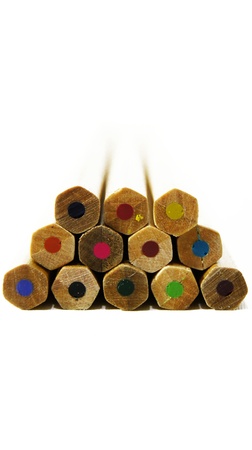 Colorful wooden pencils close upの写真素材