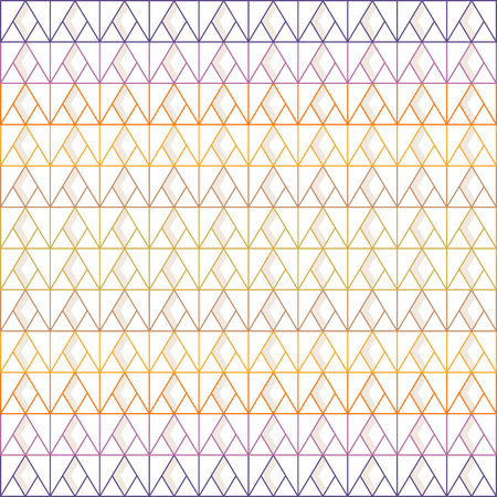 Seamless triangle and diamond pattern of multi-colored lines with gray shadow on white background vector illustration.のイラスト素材