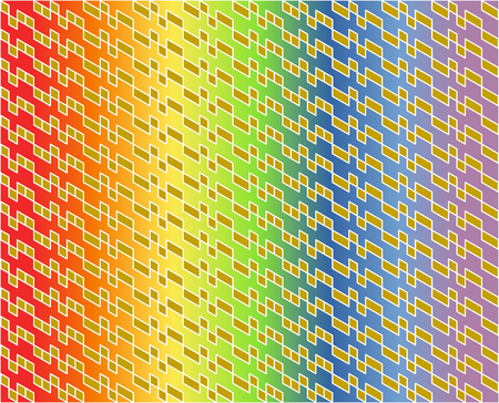 Abstract geometric pattern in gold color with white lines on colorful rainbow gradient - Vector illustration. Use as background, backdrop, montage, or texture in website, UI, app, logo, or graphic design; or print on gift wrapping paper or fabric.のイラスト素材