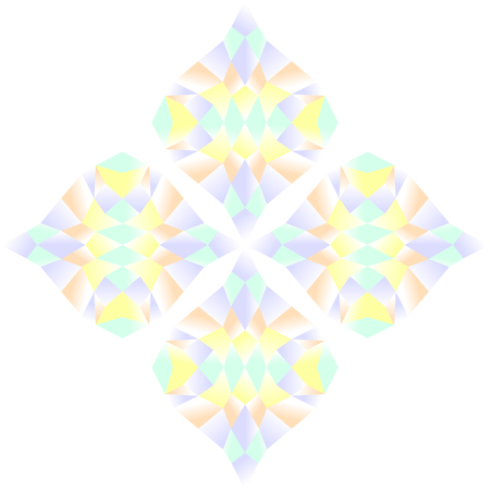 Colorful flower pattern of gradient blue, green yellow, brown colors, isolated on white (transparent) background. Vector illustration,のイラスト素材