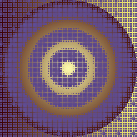 Abstract violet dart board pattern on gold background, square halftone texture. Vector illustration, EPS10. It can be used as background, texture in graphic design in business, target, and goal concepts.のイラスト素材