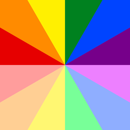 Abstract colorful sunburst pattern in rainbow colors. Vector illustration, EPS10. Geometric pattern. Use as background, backdrop, image montage, mock-up template, etc.のイラスト素材