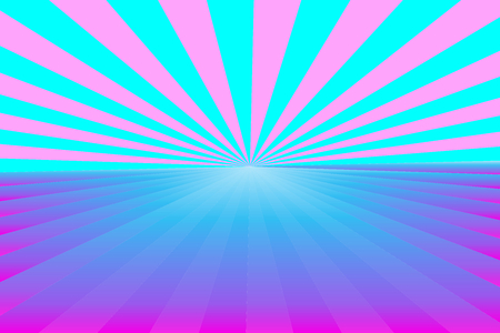 Abstract sunburst pattern, gradient blue and pink colored rays with center light. Vector...