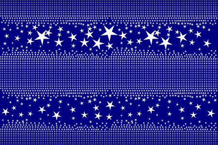 Seamless pattern of white and shading blue stars on dark blue colored background, center copy-space for text. Flat design vector illustration, EPS10, for wallpaper, gift wrap paper, tile print, etc.のイラスト素材