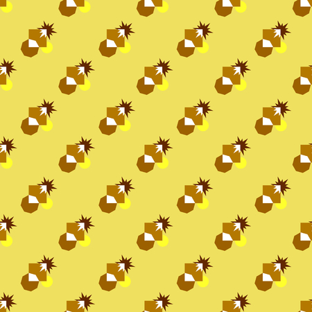 Abstract seamless geometric pattern brown, yellow, and white colors on yellow gold background. Flat design vector illustration, EPS 10. Use as wallpaper, gift wrap paper, tile prints, etc.のイラスト素材