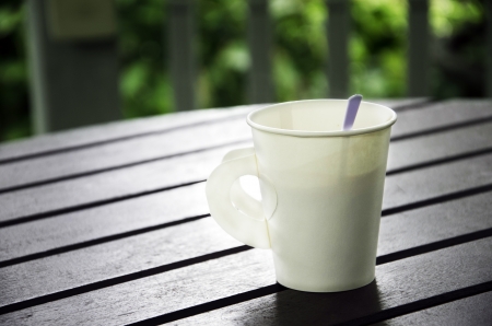 Coffee cup on the table.