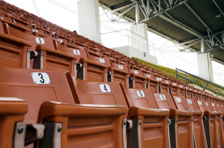 Grandstand seats in the stadium.のeditorial素材