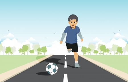  Kids were running on road tires のイラスト素材
