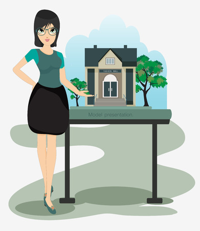 Architect woman in presentation design のイラスト素材