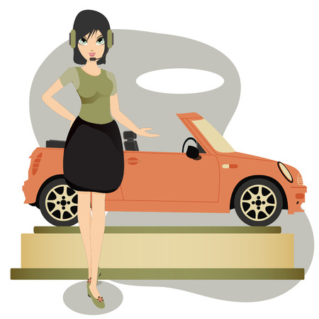 Women are leading the line model of the carのイラスト素材