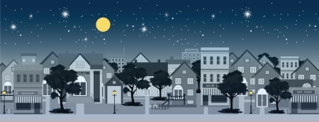 City at night with moon in the background のイラスト素材
