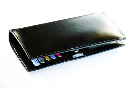 Purse with credit cards have a white の写真素材