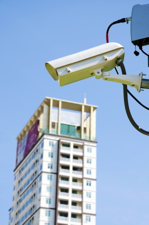 CCTV side of the building in the backgroundの写真素材